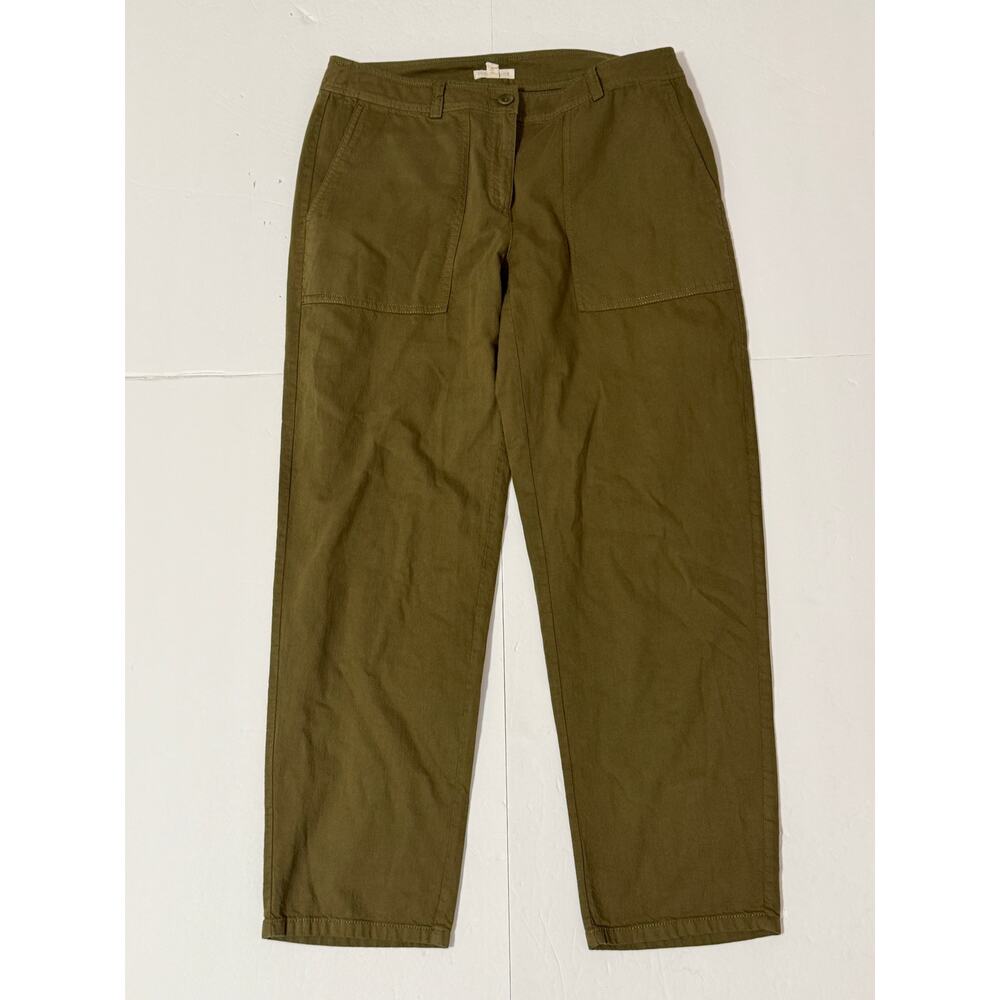 Eileen Fisher 100% Organic Cotton Fatigue-Style Pants, Olive Green, Size 8